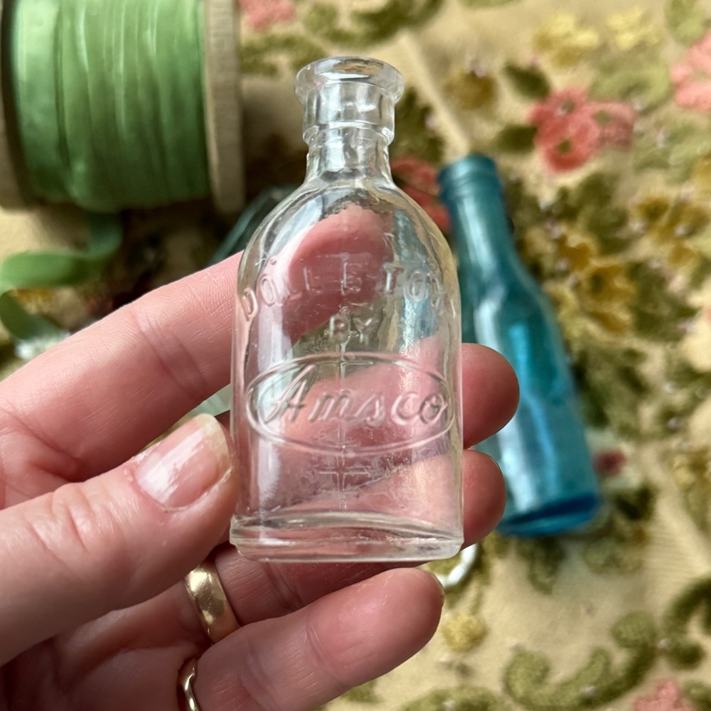 Set of 3 Antique Miniature Apothecary Azure Glass Bottles - Picture 12 of 12
